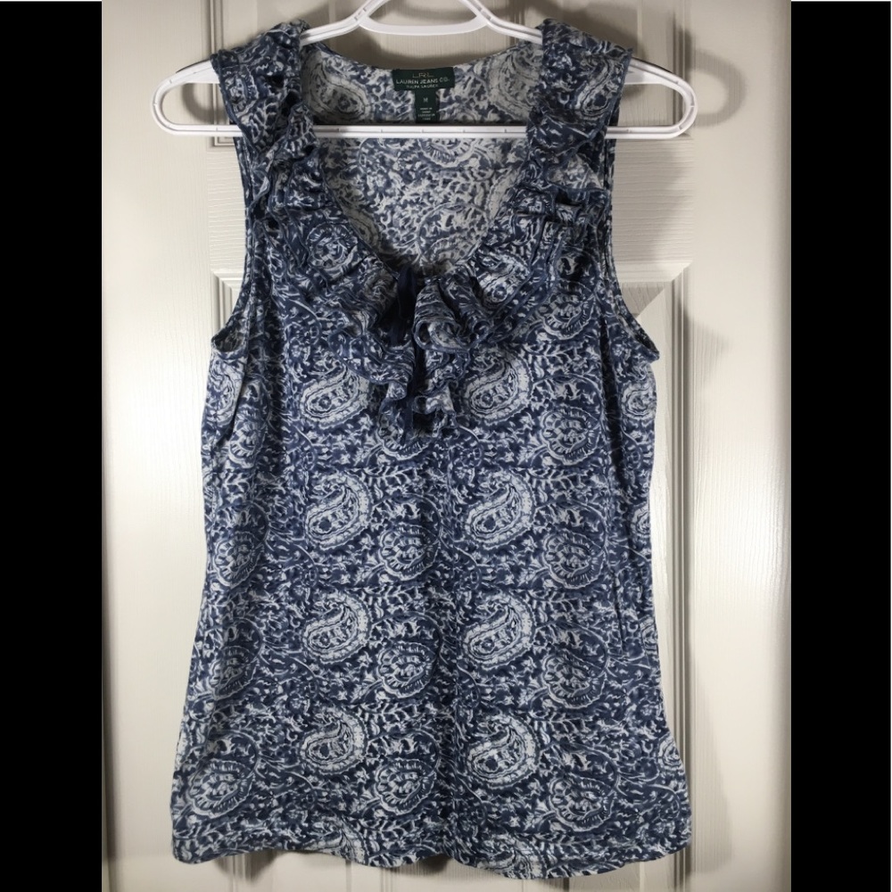 Lauren Jeans Co Size Medium Ruffled Front Paisley